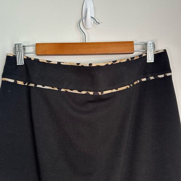 Calvin Klein Black Leopard Print Accent Midi Skirt Women's Size 8 - Picture 3 of 5
